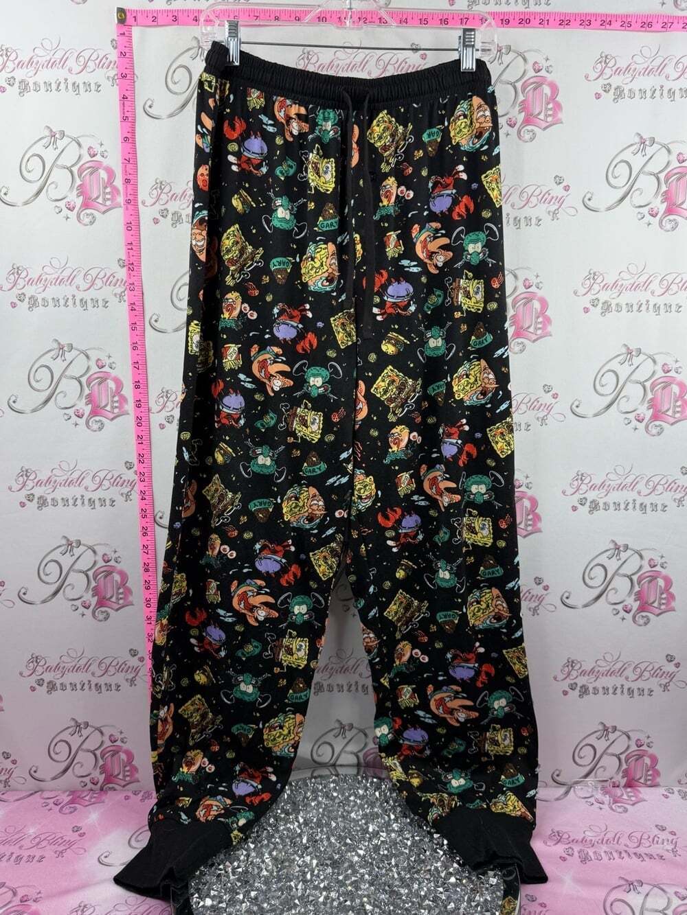 Nickelodeon spongebob pj Black Cartoon Character Jogger Pants - Multicolor Print